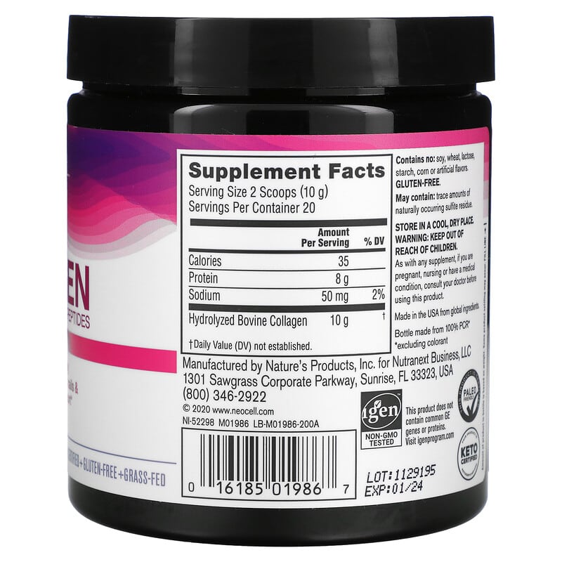 NeoCell, Super Collagen Peptides, Unflavored, 7 oz (200 g) 16185019867