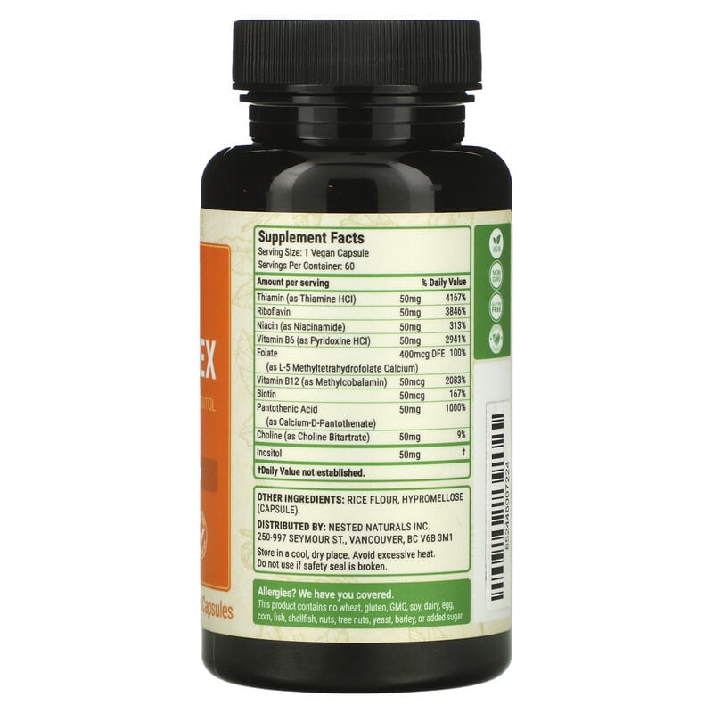 Nested Naturals, B-Complex, 60 Vegan Capsules 852446007224