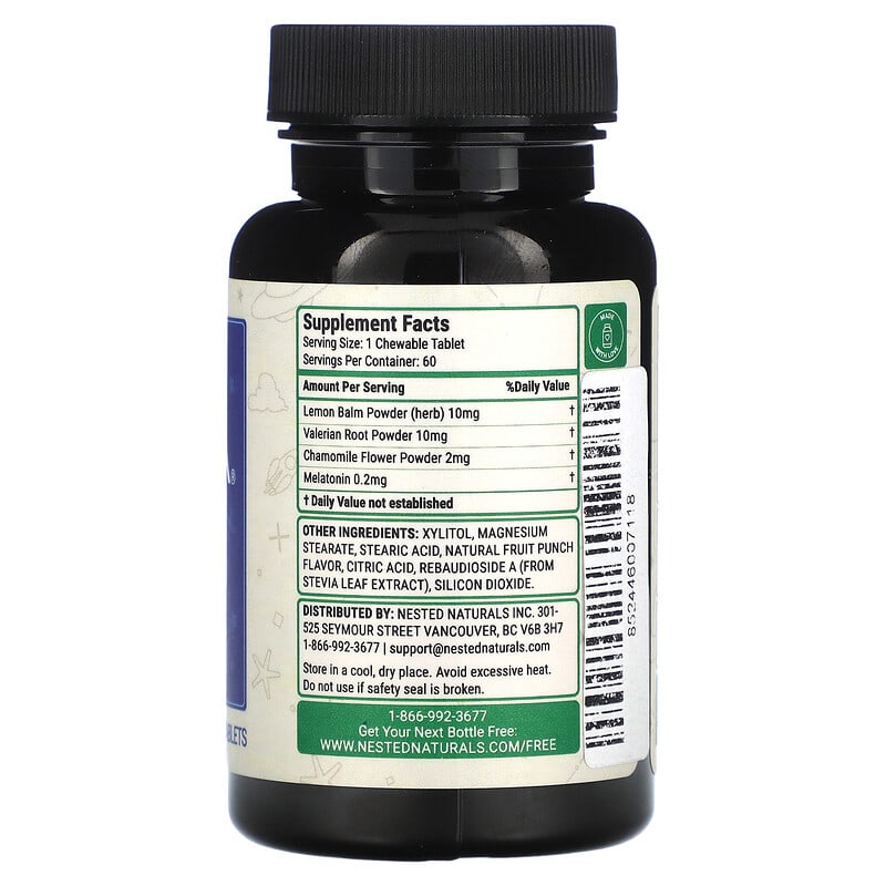 Nested Naturals, Luna, Kids Sleep Aid, Tropical Berry, 60 Chewable Tablets 852446007118