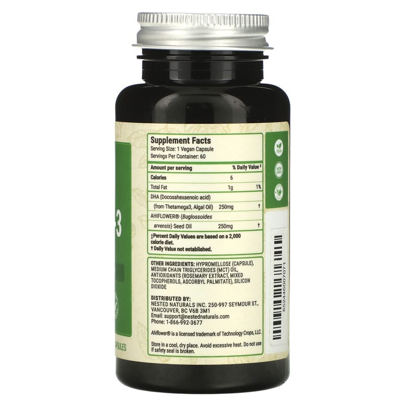 Nested Naturals, Vegan Omega-3, 60 Vegan Capsules 852446007071