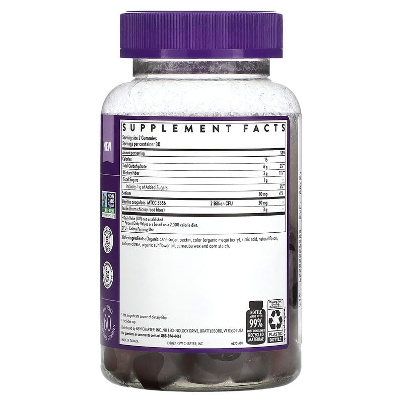 New Chapter, All-Flora Probiotic + Prebiotic, Raspberry, 1 Billion CFU, 60 Gummies 727783903792