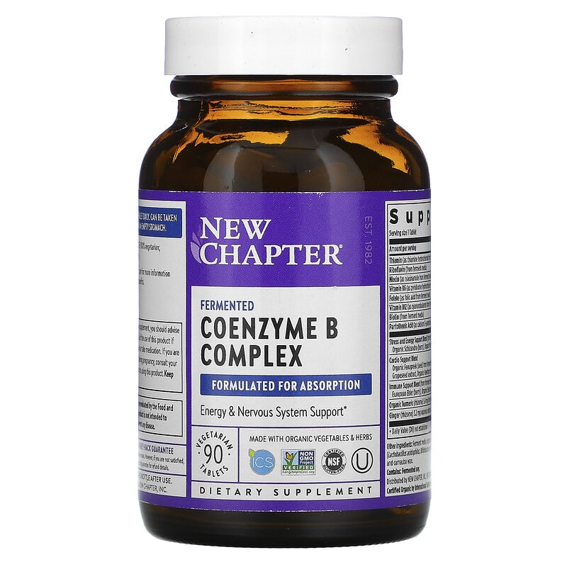 New Chapter, Fermented Coenzyme B Complex, 90 Vegetarian Tablets 727783901149