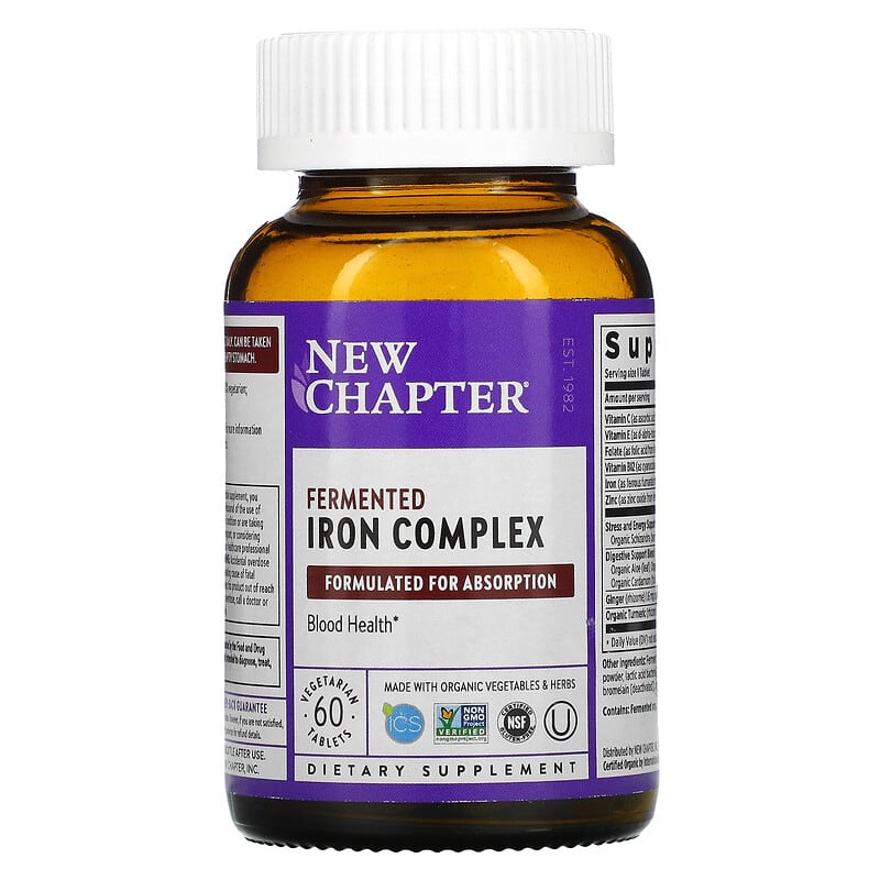 New Chapter, Fermented Iron Complex, 60 Vegetarian Tablets 727783006363