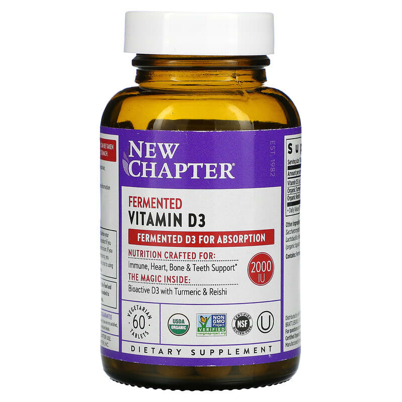 New Chapter Fermented Vitamin D3 2,000 IU 60 Vegetarian Tablets 727783902634