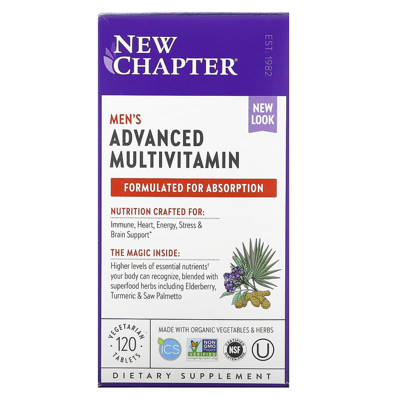 New Chapter Men's Advanced Multivitamin 120 Vegetarian Tablets 727783003249