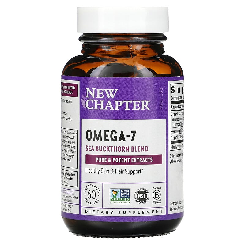 New Chapter, Omega-7 Sea Buckthorn Blend, 60 Vegetarian Capsules 727783900982