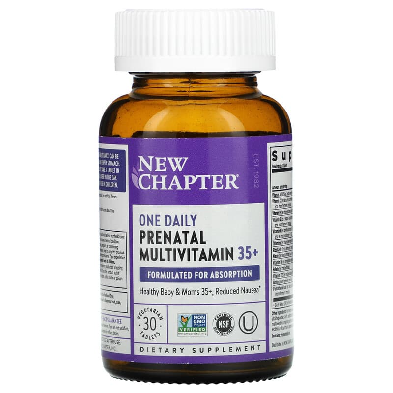 New Chapter, One Daily Prenatal Multivitamin 35+, 30 Vegetarian Tablets 727783903297