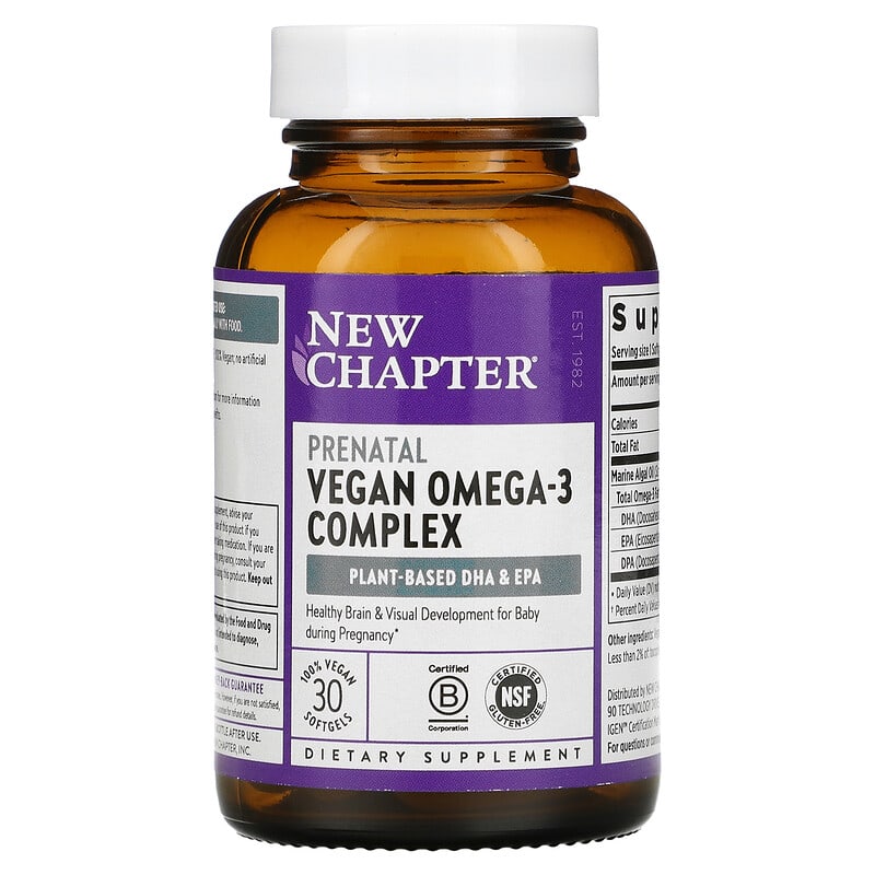 New Chapter, Prenatal Vegan Omega-3 Complex, 30 Vegan Softgels 727783903686