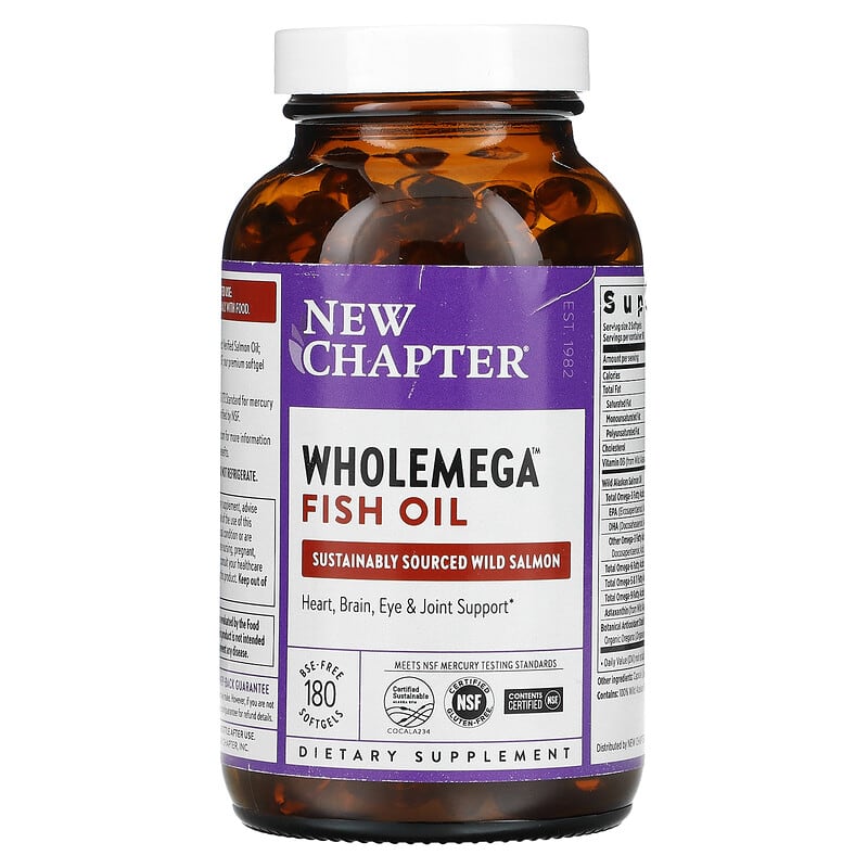 New Chapter, Wholemega Fish Oil, 180 Softgels 727783050007