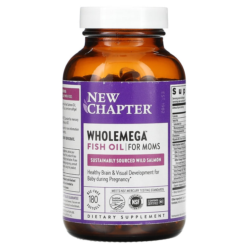 New Chapter, Wholemega Fish Oil for Moms, 180 Softgels 727783901958