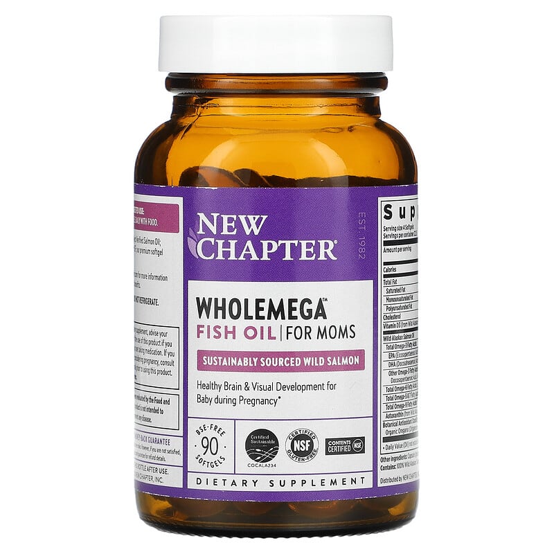 New Chapter, Wholemega Fish Oil for Moms, 90 Softgels 727783050168