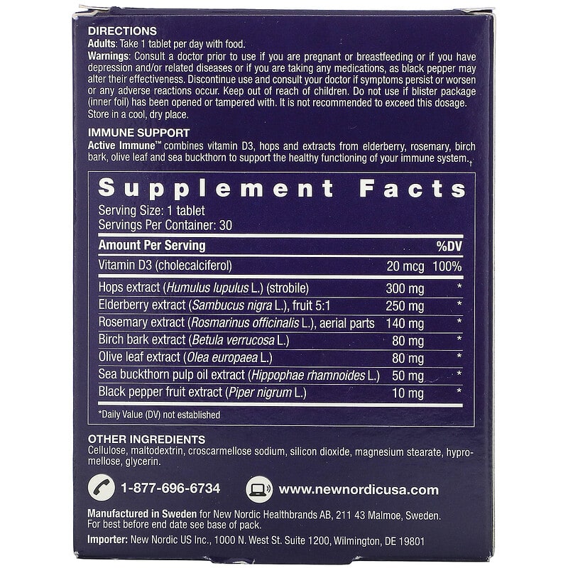 New Nordic US Inc, Active Immune, Immune Support, 30 Tablets 741805000108