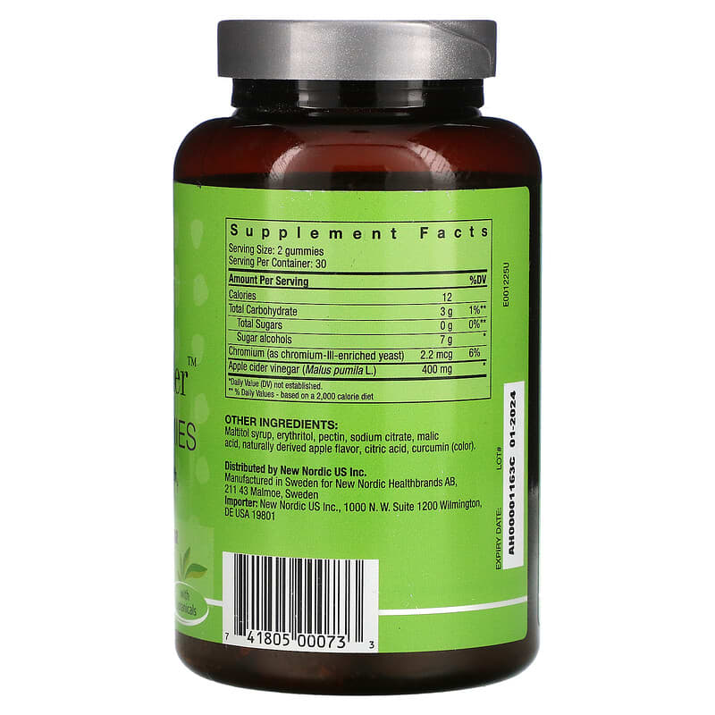 New Nordic US Inc, Apple Cider Vegan Gummies, Apple, 60 Gummies 741805000733
