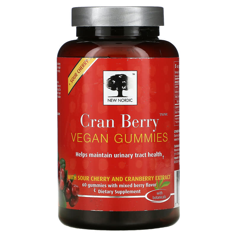 New Nordic US Inc Cran Berry Vegan Gummies Mixed Berry 60 Gummies 741805000160