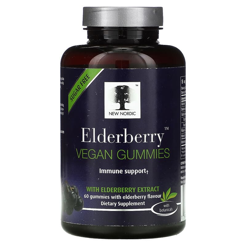 New Nordic US Inc Elderberry Vegan Gummies with Elderberry Extract 60 Gummies 741805000047