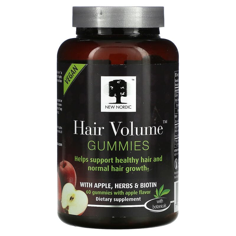 New Nordic US Inc Hair Volume Gummies with Apple Herbs & Biotin 60 Gummies 741805000603