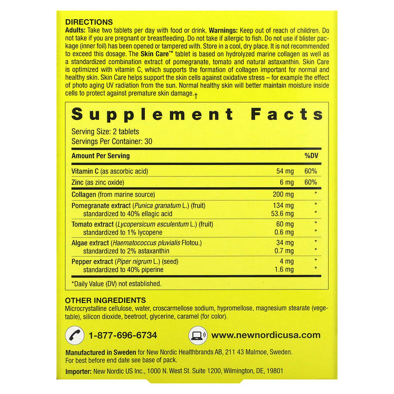 New Nordic US Inc, Skin Care, Collagen Filler, 60 Tablets 741805919707