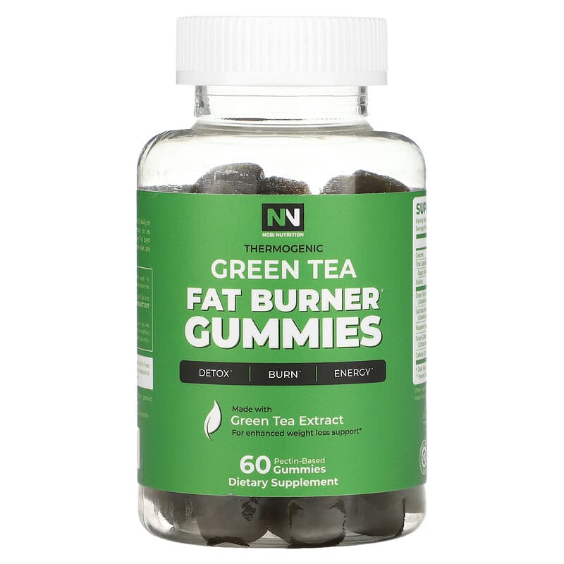 Nobi Nutrition Green Tea Fat Burner Gummies 60 Pectin-Based Gummies 850018274364