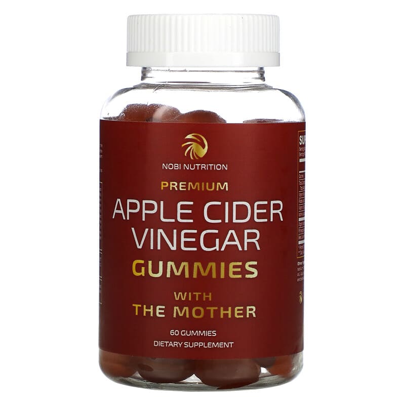 Nobi Nutrition Premium Apple Cider Vinegar Gummies with The Mother Apple 60 Gummies 850018274234