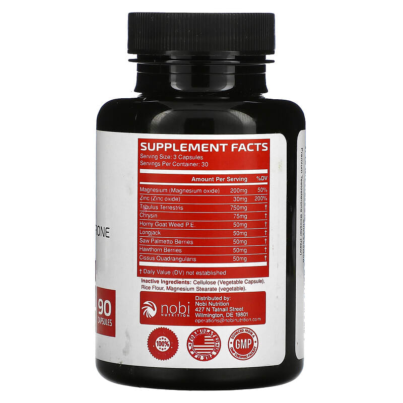 Nobi Nutrition, Premium Testosterone Booster, 90 Capsules 850018274081
