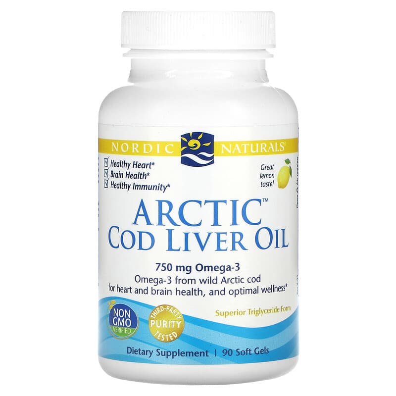 Nordic Naturals Arctic Cod Liver Oil Lemon 250 mg 90 Soft Gels 768990577857