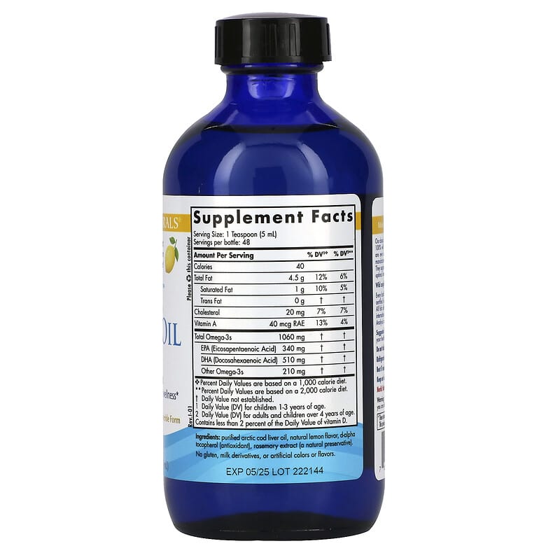 Nordic Naturals, Arctic Cod Liver Oil, Lemon, 8 fl oz (237 ml) 768990587856