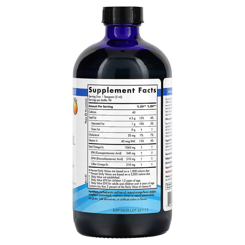 Nordic Naturals, Arctic Cod Liver Oil, Orange, 16 fl oz (473 ml) 768990547874