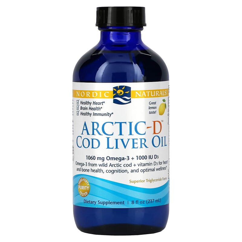 Nordic Naturals Arctic-D Cod Liver Oil Lemon 8 fl oz (237 ml) 768990587832
