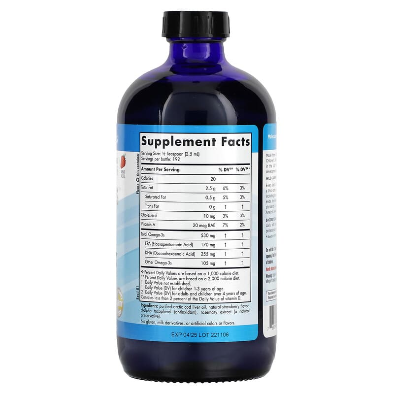 Nordic Naturals, Children's DHA, Ages 1-6, Strawberry, 530 mg, 16 fl oz (473 ml) 768990027246