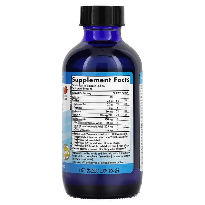 Nordic Naturals, Children's DHA, Ages 1-6, Strawberry, 530 mg, 4 fl oz (119 ml) 768990567803