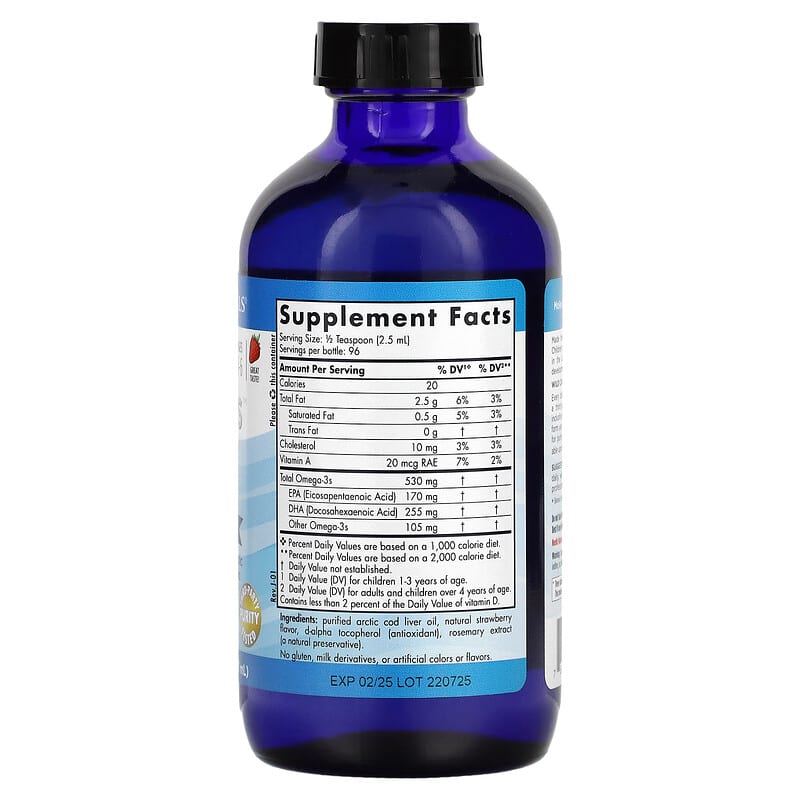 Nordic Naturals, Children's DHA, Ages 1-6, Strawberry, 530 mg, 8 fl oz (237 ml) 768990027239