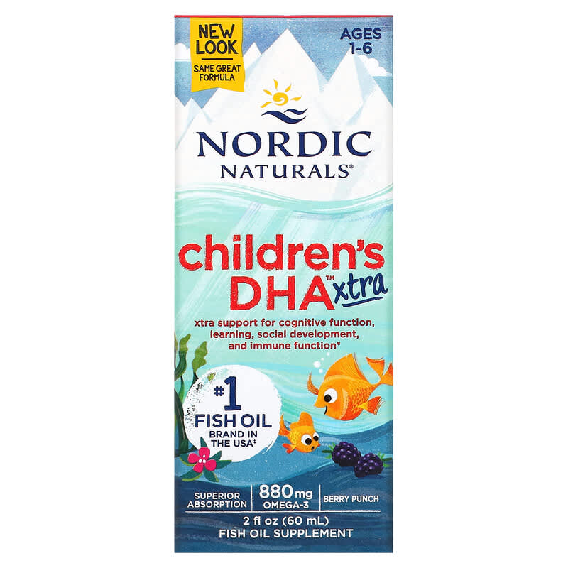 Nordic Naturals Children's DHA Xtra Ages 1-6 Berry Punch 880 mg 2 fl oz (60 ml) 768990027253