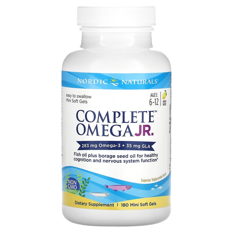 Nordic Naturals, Complete Omega Junior, Ages 6-12, Lemon, 180 Mini Soft Gels 768990027758