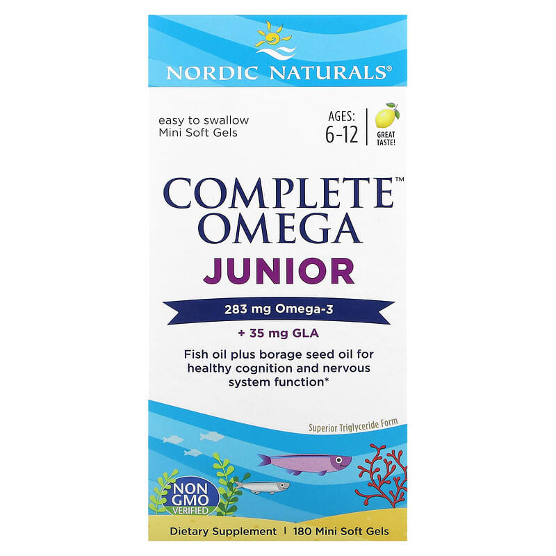 Nordic Naturals Complete Omega Junior Ages 6-12 Lemon 180 Mini Soft Gels 768990027758