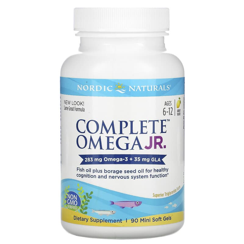 Nordic Naturals, Complete Omega Junior, Ages 6-12, Lemon, 283 mg, 90 Mini Soft Gels 768990017759