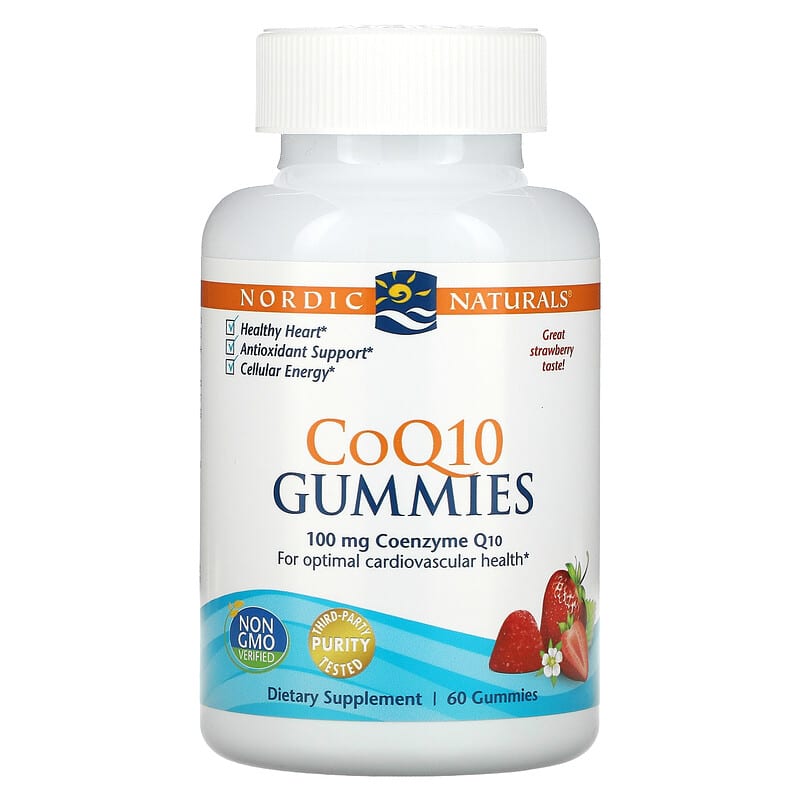 Nordic Naturals CoQ10 Gummies Strawberry 100 mg 60 Gummies 768990301858