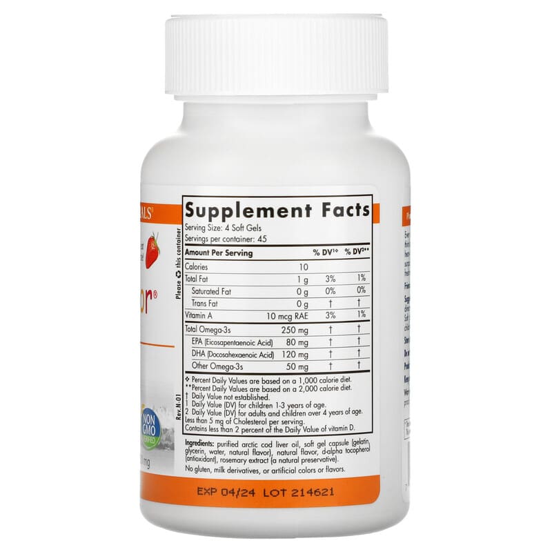 Nordic Naturals, DHA Junior, Great for Ages 3+, Strawberry, 62.5 mg, 180 Soft Gels 768990031809