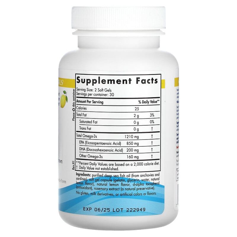 Nordic Naturals, EPA, Lemon, 605 mg, 60 Soft Gels 768990017506