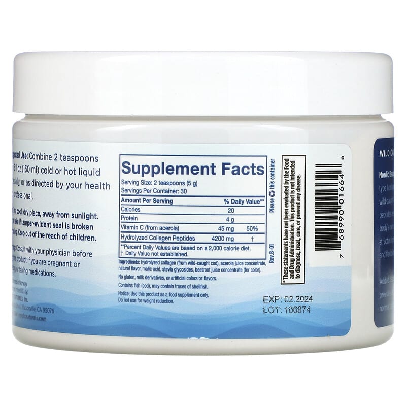 Nordic Naturals, Marine Collagen with Vitamin C, Strawberry, 5.3 oz (150 g) 768990016646