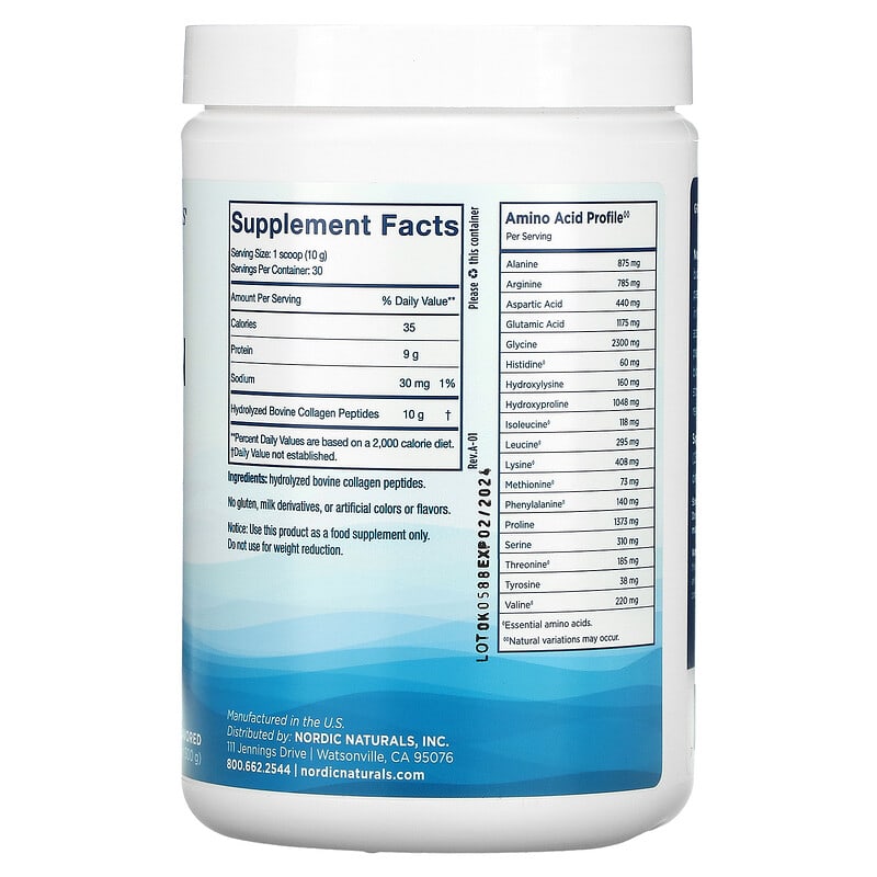 Nordic Naturals, Nordic Beauty, Collagen Peptides, Unflavored, 10.6 oz (300 g) 768990016585