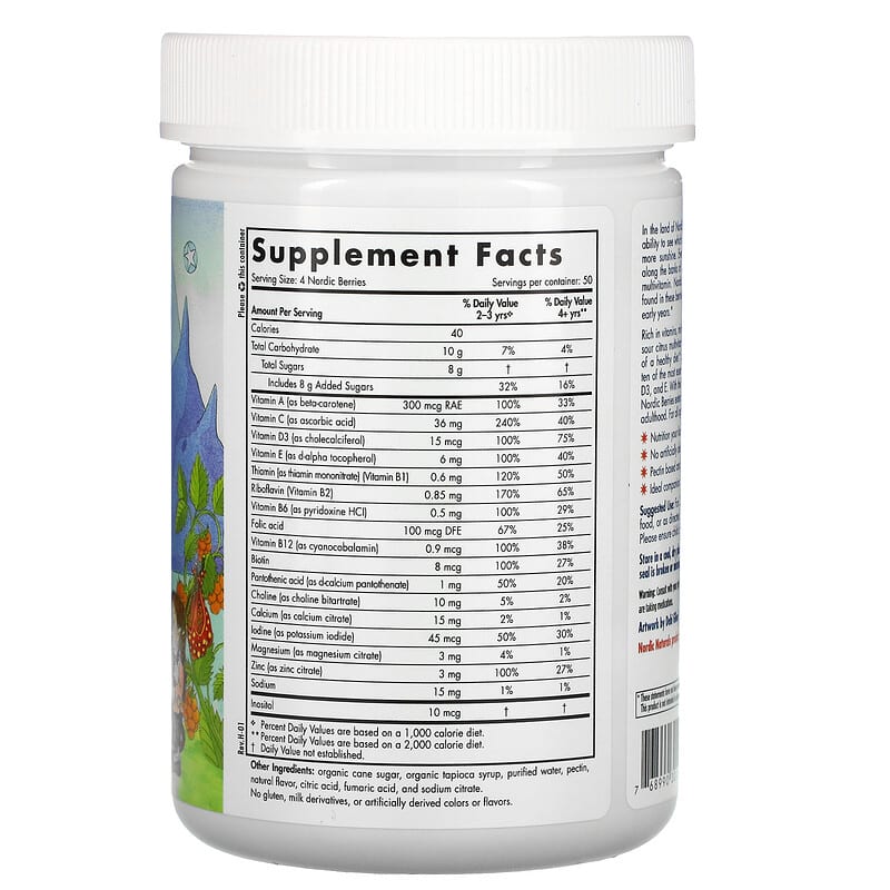 Nordic Naturals, Nordic Berries, Multivitamin Gummies, Original Flavor, 200 Gummy Berries 768990301247