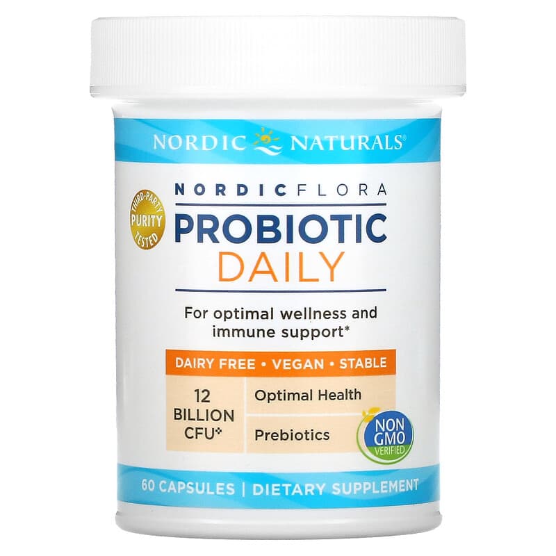Nordic Naturals, Nordic Flora Probiotic Daily, 12 Billion CFU, 60 Capsules 768990016721