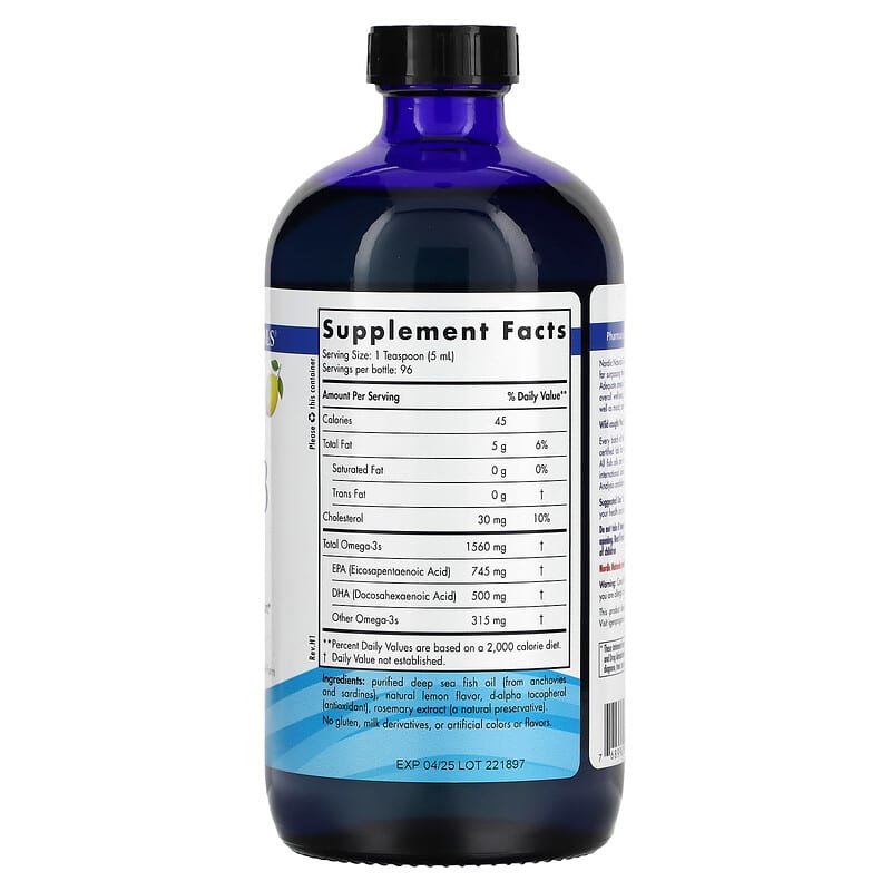 Nordic Naturals, Omega-3, Lemon, 1,560 mg, 16 fl oz (473 ml) 768990027642