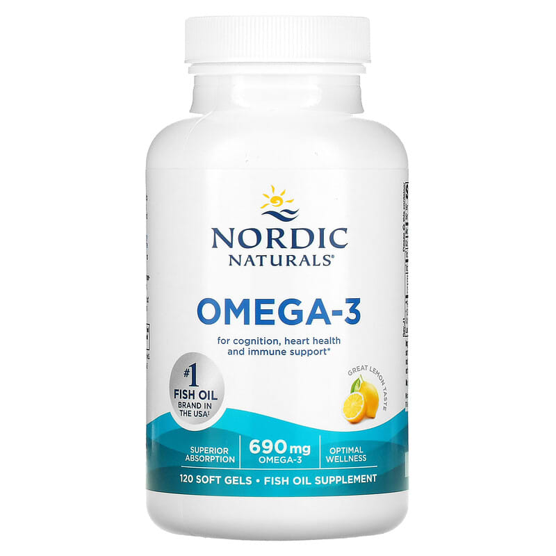 Nordic Naturals, Omega-3, Lemon, 345 mg, 120 Soft Gels 768990027604