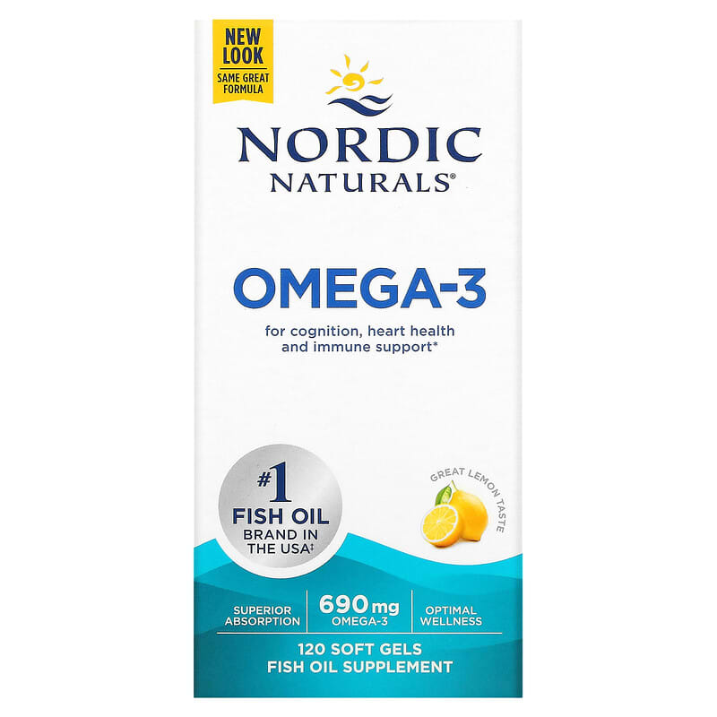 Nordic Naturals Omega-3 Lemon 345 mg 120 Soft Gels 768990027604
