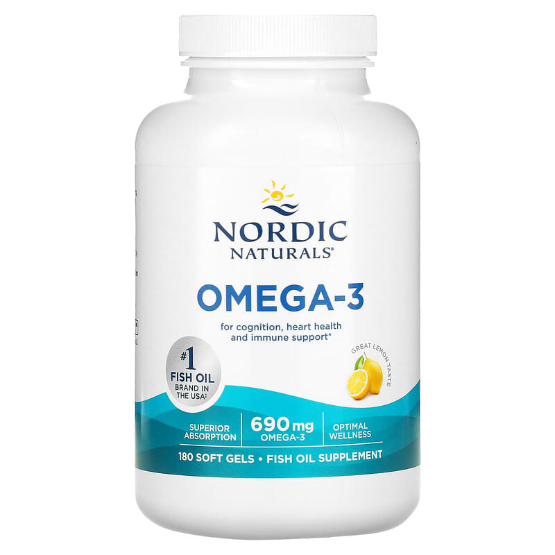Nordic Naturals, Omega-3, Lemon, 345 mg, 180 Soft Gels 768990037603