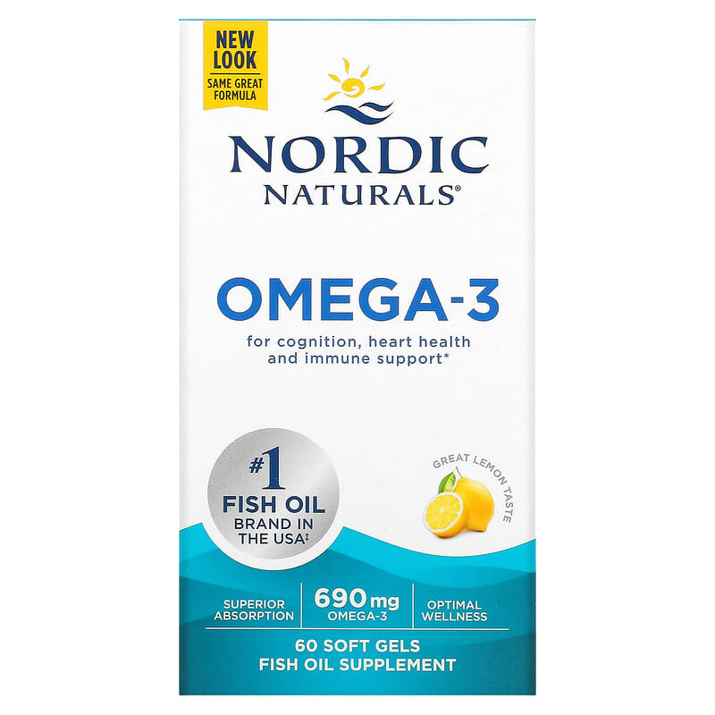 Nordic Naturals Omega-3 Lemon 345 mg 60 Soft Gels 768990017605
