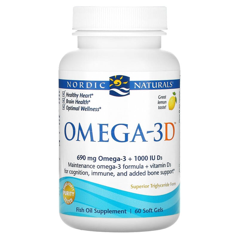 Nordic Naturals, Omega-3D, Lemon, 60 Soft Gels 768990017612