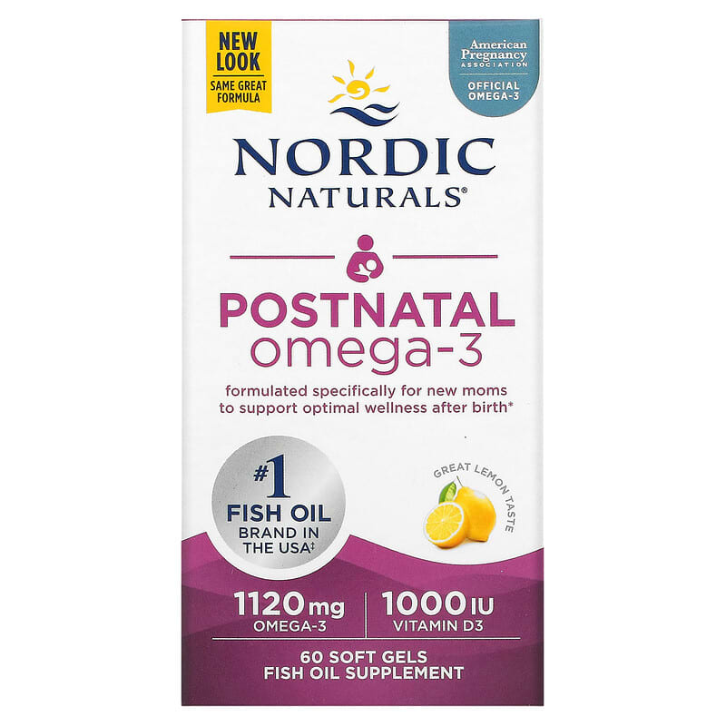 Nordic Naturals Postnatal Omega-3 Lemon 560 mg 60 Soft Gels 768990017582