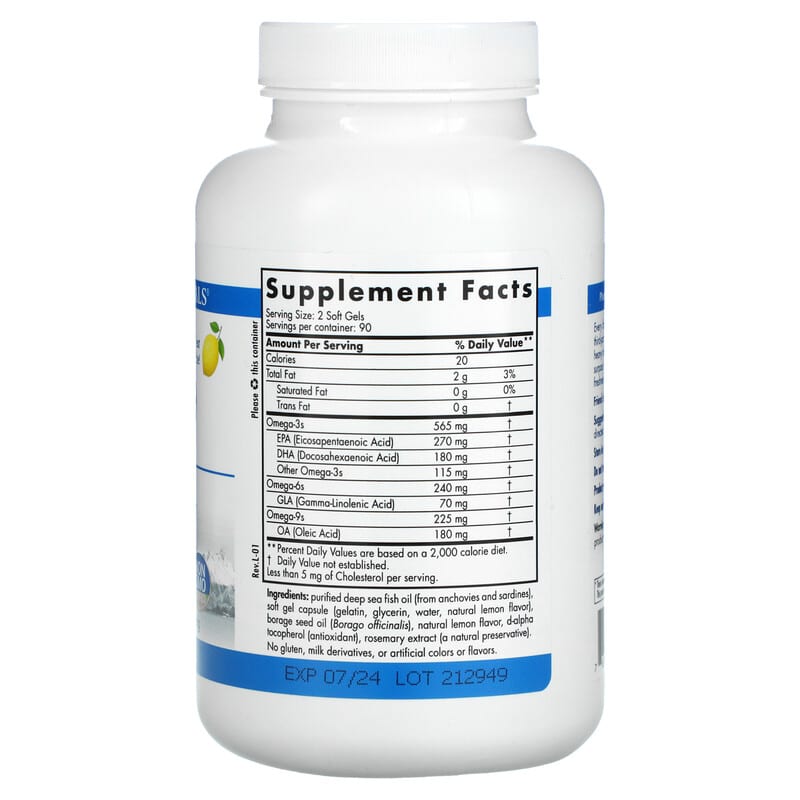 Nordic Naturals, ProEFA - 3-6-9, Lemon , 1,000 mg, 180 Softgels 768990040917